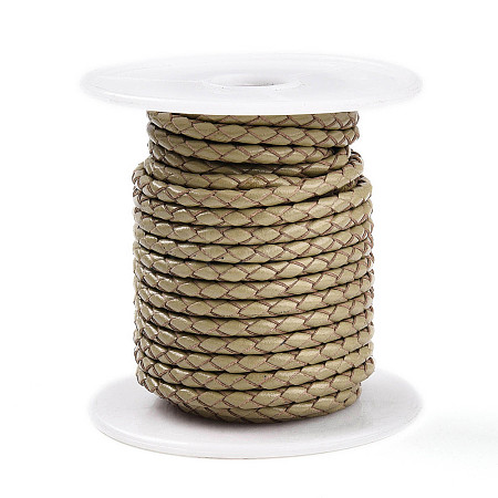 Braided Cowhide Leather Cord NWIR-N005-01O-3mm-1