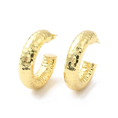 Brass C-shape Stud Earrings EJEW-G327-05G-1