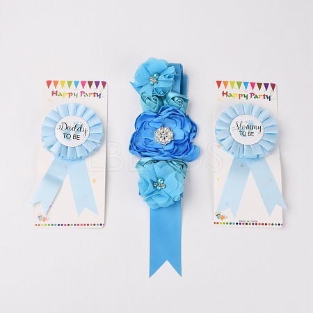 Chiffon Daddy to Be & Mommy to Be Tinplate Badge Pins AJEW-WH0162-43-1