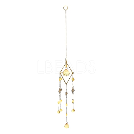 Glass Teardrop & Iron Rhombus Suncatchers HJEW-G028-01A-1