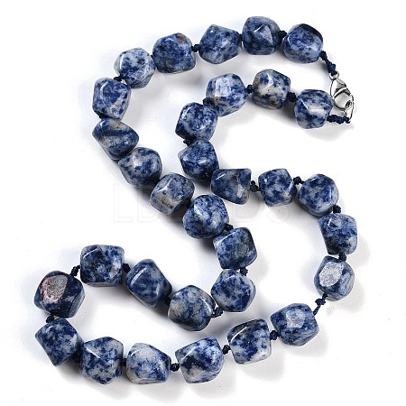 Natural Blue Spot Jasper Nuggets Beaded Necklaces for Women Men NJEW-K388-01M-1