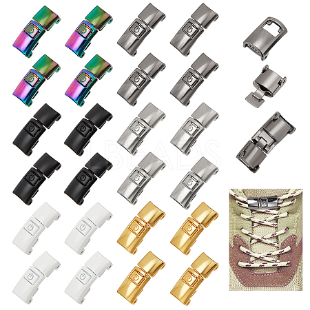 24Pcs 6 Colors Alloy Shoelaces Buckle Lock FIND-NB0005-17-1