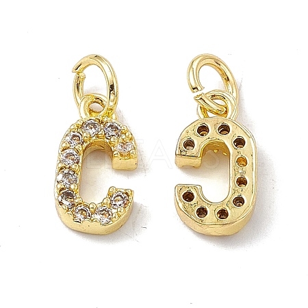 Real 18K Gold Plated Brass Micro Pave Clear Cubic Zirconia Charms KK-E068-VB452-C-1