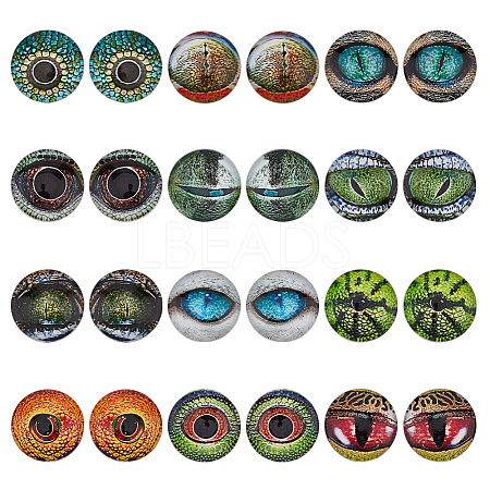 CHGCRAFT 12 Sets 12 Style Luminous Self Adhesive Glass Eyes Cabochons GLAA-CA0001-58-1