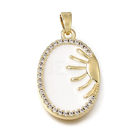 Brass Micro Pave Clear Cubic Zirconia Pendants KK-CBAA632-13G-1