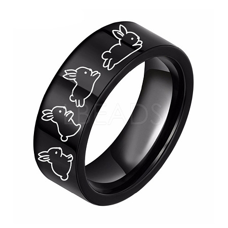 Rabbit Pattern 201 Stainless Steel Finger Rings for Couple FS-WG795E8-04-1