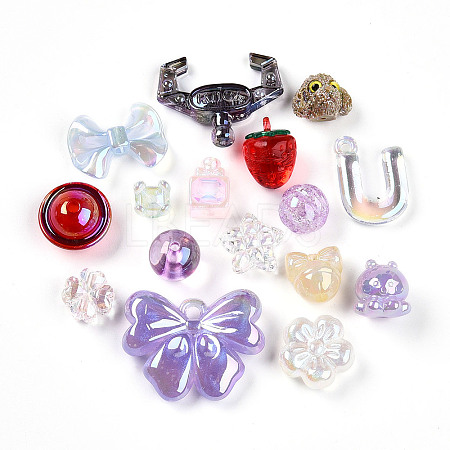 Transparent UV Plating Acrylic Beads OACR-T028-35-1-1