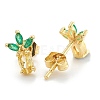 Brass Cubic Zirconia Stud Earring X-EJEW-O106-03G-2