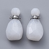 Faceted Natural White Jade Openable Perfume Bottle Pendants G-E564-10A-P-2