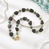 Raw Rough Natural Iolite and Dyed White Jade Rondelle Beaded Necklaces NJEW-JN06646-1
