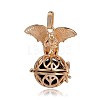 Golden Plated Brass Hollow Round Cage Pendants KK-J252-06G-1