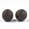 Painted Natural Wood Beehive Beads WOOD-S049-04B-01-2