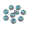 Flower Printed Transparent Acrylic Rondelle Beads TACR-S160-01-B04-1