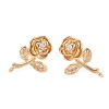 Brass Micro Pave Cubic Zirconia Studs Earrings Finding KK-N256-11G-1