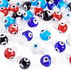 50Pcs 5 Colors Handmade Evil Eye Lampwork Beads Strands LAMP-TA0001-90-3