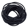 Diameter 3mm Black Round Folded Bolo Genuine Braided Leather Cords for Necklace Bracelet Jewelry Making WL-PH0002-01A-1