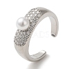Rack Plating Brass Micro Pave Clear Cubic Zirconia Cuff Rings for Women RJEW-G323-05P-1