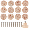24Pcs 12 Styles Chinese Zodiac Wooden Drawer Knobs WOOD-OC0004-02-1