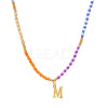 Rainbow Gradient Glass Seed Beaded Necklaces AF2375-13-1