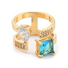 Brass with Cubic Zirconia Open Cuff Rings LS-RJEW-B053-02-2