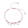 Valentine's Day Dyed Natural White Jade Bead & Rose Quartz & TOHO Round Seed Beads Braided Bead Bracelets for Women BJEW-MZ00244-01-1