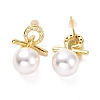 Clear Cubic Zirconia Female Symbol with Plastic Pearl Dangle Stud Earrings EJEW-A072-07LG-2