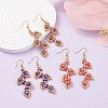 3Pair 3 Color Glass Seed Braided Leaf Dangle Earrings EJEW-JE04846-2