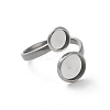 Non-Tarnish 304 Stainless Steel Open Cuff Ring Findings X-STAS-E124-05E-P-2