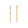 Flat Round with Horse Eye Tassel 925 Sterling Silver Clear Cubic Zirconia Stud Earrings FS-WGBB41B-02-3