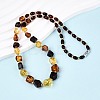 Natural Amber Nuggets and Rice Graduated Beaded Necklaces NJEW-T019-07-1