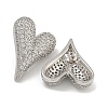 Rack Plating Heart Brass Micro Pave Cubic Zirconia Stud Earrings EJEW-I313-17P-2