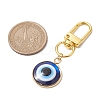 Flat Round with Evil Eye 304 Stainless Steel & Resin Pendant Decorations HJEW-JM01946-02-3