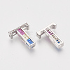 Brass Cubic Zirconia Slide Charms ZIRC-S063-01T-P-2