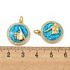 Brass Micro Pave Cubic Zirconia with Synthetic Opal Pendants KK-D096-05B-01-3