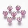 Pearlized Medium Orchid Handmade Porcelain Round Beads X-PORC-D001-10mm-17-1