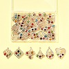 30Pcs 6 Styles Iron & Glass Pendants IFIN-FS0001-52-6