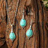 Bohemian Style Alloy & Synthetic Turquoise Pendant Necklaces & Dangle Earrings Sets WG2E1B4-04-1