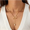 Adjustable Plastic Imitation Pearl Teardrop Tassel 304 Stainless Steel Heart OT Clasps Lariat Necklaces for Women SA-CBA364C-01G-1