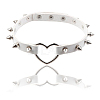 Adjustable Adjustable Gothic PU Leather Alloy Spike Rivet Heart Choker Necklaces for Women NJEW-WH20816-006P-A-5