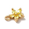 Brass Cubic Zirconia Flower Charms KK-O141-01G-04-4