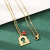 304 Stainless Steel Glass Drill Birth Stone Constellation Pendant Necklaces LS-STAS-D305-08G-G-1