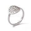 201 Stainless Steel Flower Adjustable Ring for Women RJEW-C045-01P-1