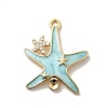 Starfish Brass Micro Pave Cubic Zirconia Pendant Rhinestone Settings KK-H089-25G-2