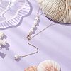 Adjustable Slider Natural Pearl Beaded Lariat Necklaces NJEW-TA00180-1