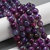 Faceted Natural Fire Crackle Agate Beads Strands G-F447-12mm-N01-1