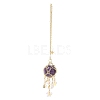 Natural Amethyst with Rack Plating Brass Pendants Decorations AJEW-B023-01G-05-1