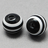Round Striped Resin Beads RESI-R158-12mm-11-1