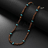 Retro Men's Coconut & Synthetic Turquoise Heishi Beaded Necklaces OX2630-3-1