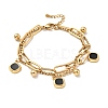 Resin Rhombus and Round Ball Charm Multi-strand Bracelet BJEW-G639-29G-1