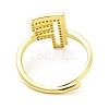 Mixed Color Enamel Initial Letter Adjustable Ring with Clear Cubic Zirconia RJEW-P045-01G-F-3